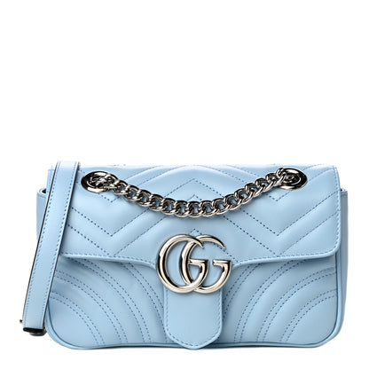 Gucci Calfskin Matelasse Mini GG Marmont Shoulder Bag Porcelain Light Blue 1 of 16