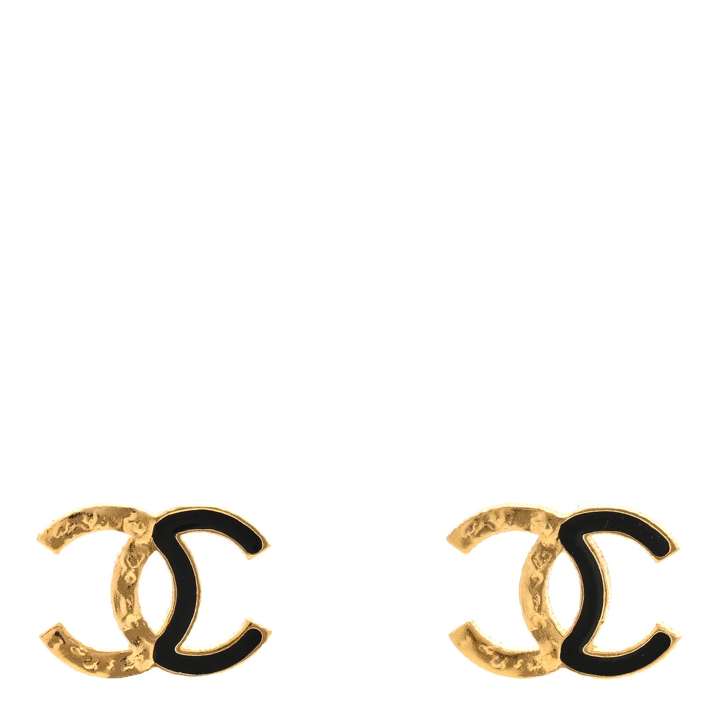 Enamel CC Earrings Black Gold