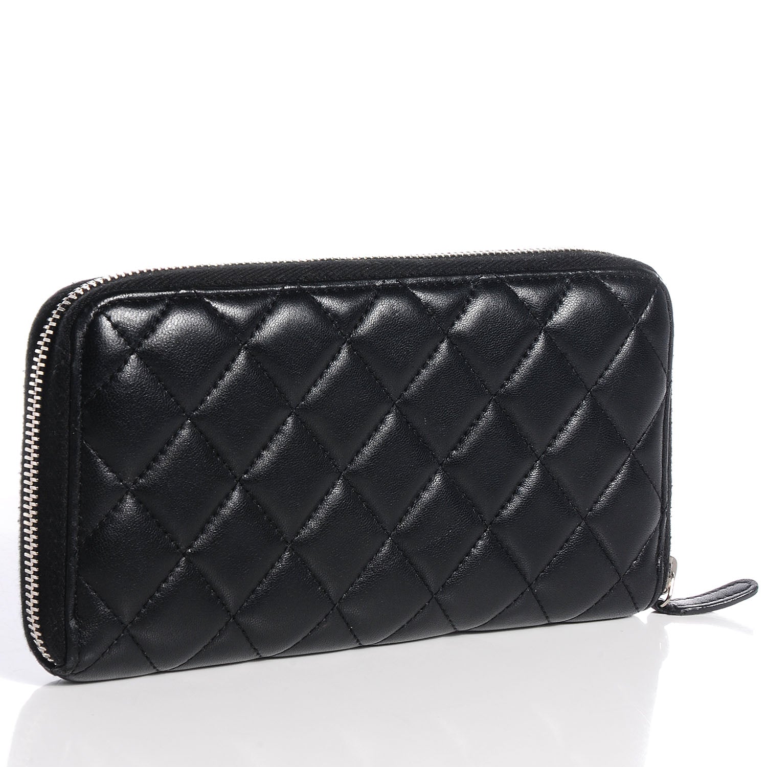 Chanel Lambskin Quilted Large Zip Around Wallet Black 3 of 8