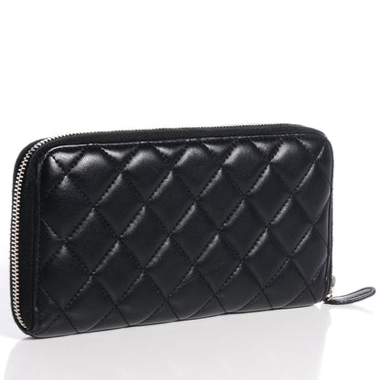 Chanel Lambskin Quilted Large Zip Around Wallet Black 3 of 8