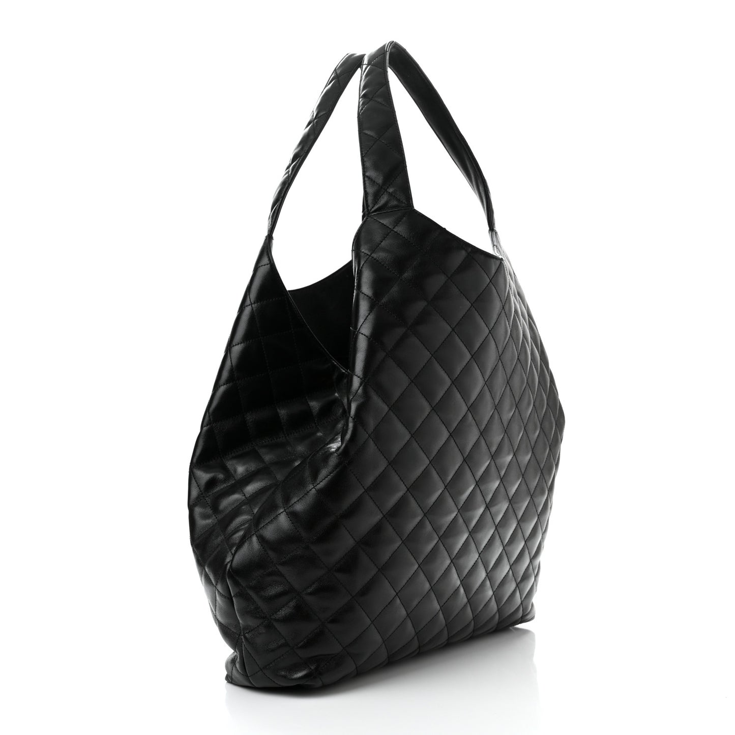 Lambskin Quilted Maxi Icare Shopping Tote Black