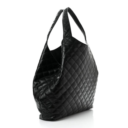 Saint Laurent Lambskin Quilted Maxi Icare Shopping Tote Black 4 of 11