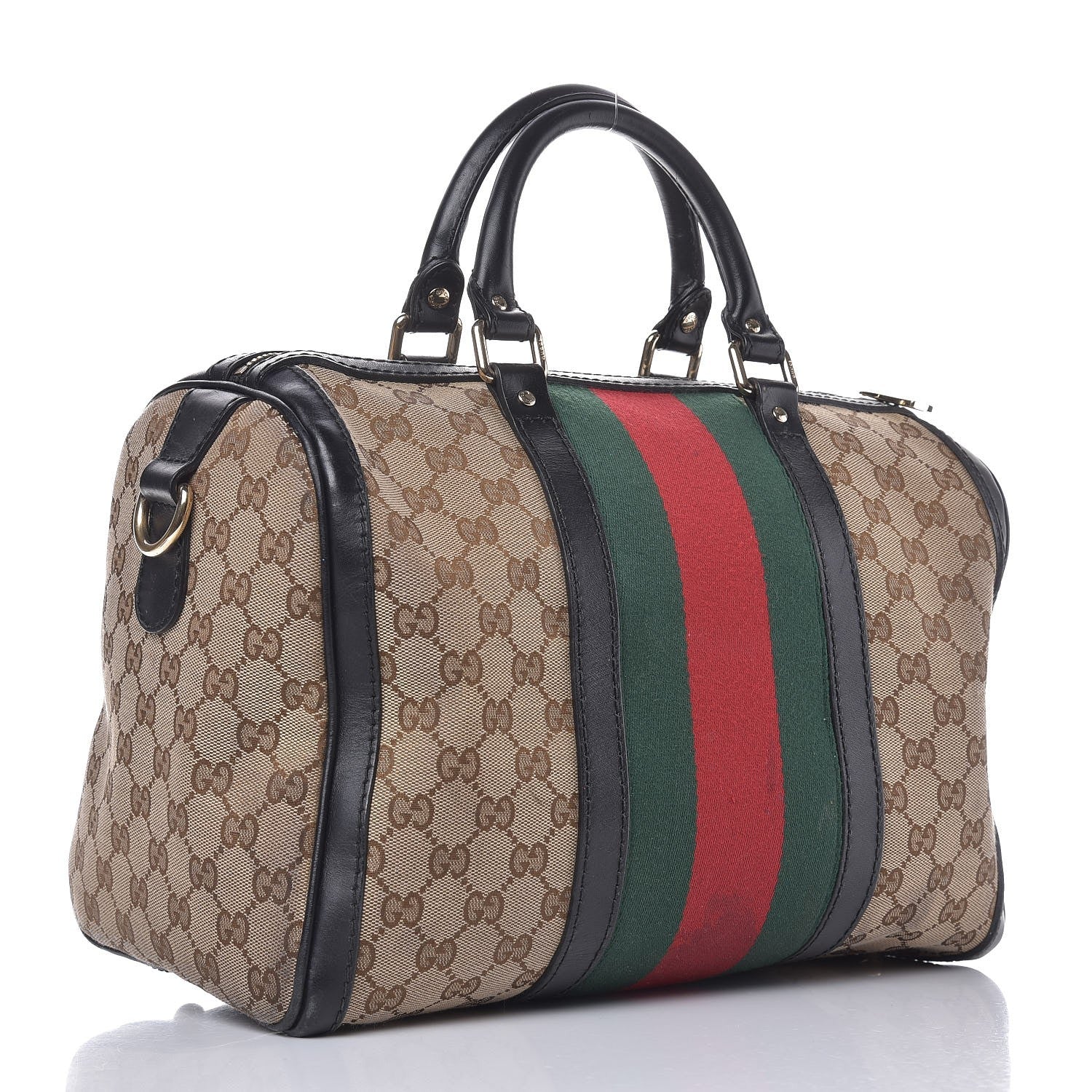 Gucci Monogram Vintage Web Medium Boston Black 3 of 24