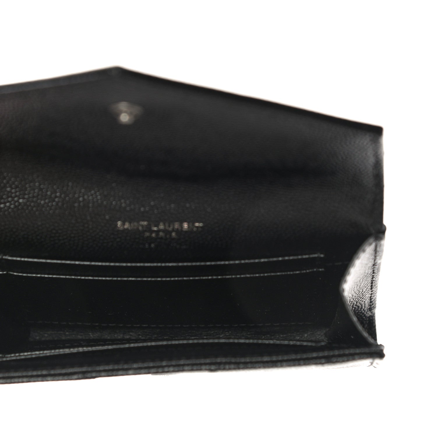 Saint Laurent Grain De Poudre Matelasse Chevron Small Monogram Envelope Wallet Black 5 of 9