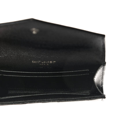 Saint Laurent Grain De Poudre Matelasse Chevron Small Monogram Envelope Wallet Black 5 of 9