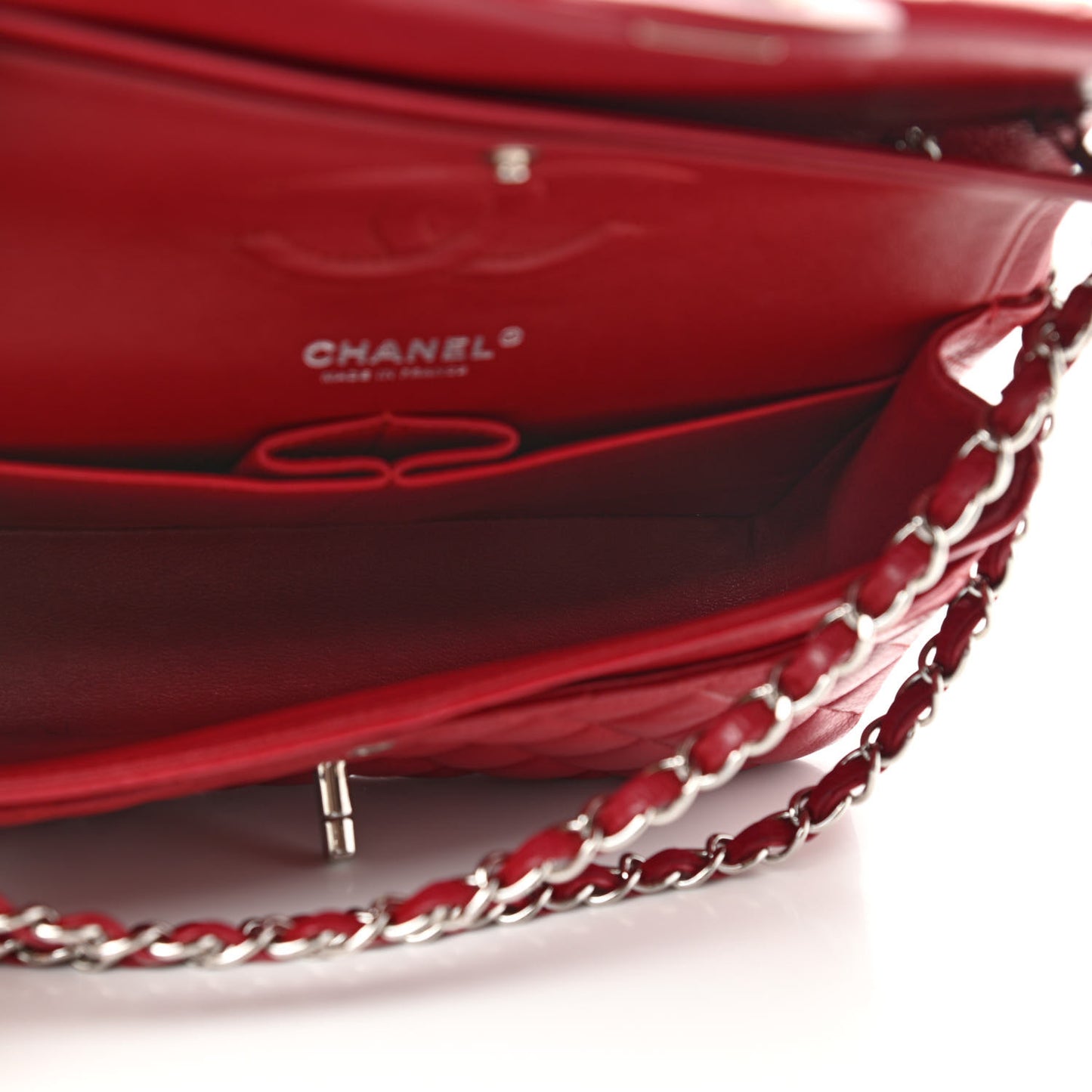 Caviar Quilted Medium Double Flap Red