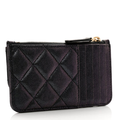 Chanel Iridescent Caviar Quilted Flap Zip Card Holder Black 4 of 8