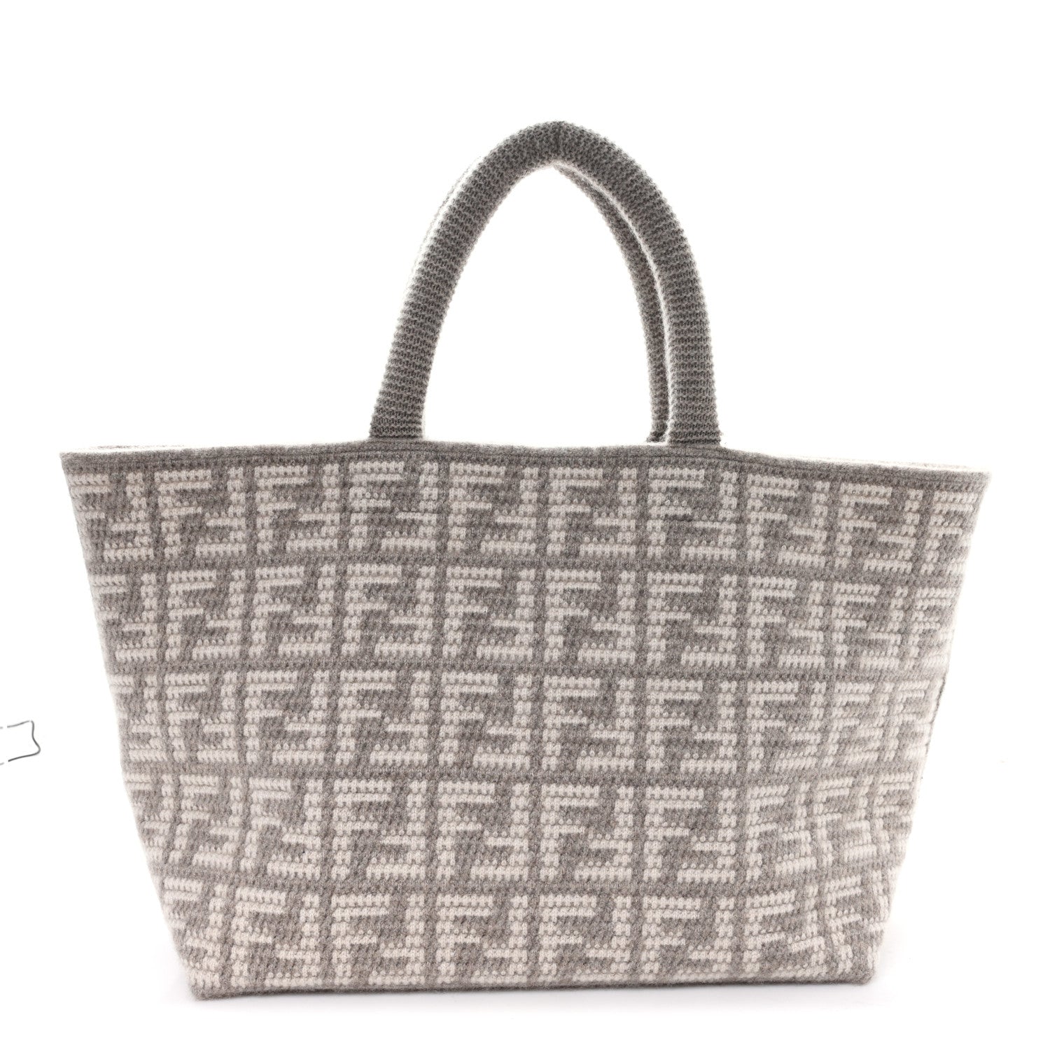 Fendi Cashmere Knit FF Large Shopper Tote Tortora 1 of 10