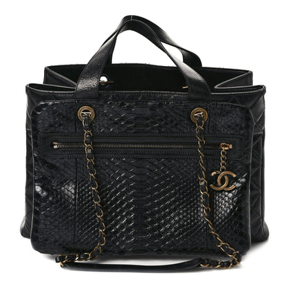 Chanel Snakeskin Glazed Calfskin Quilted Urban Mix Tote Black 1 of 10