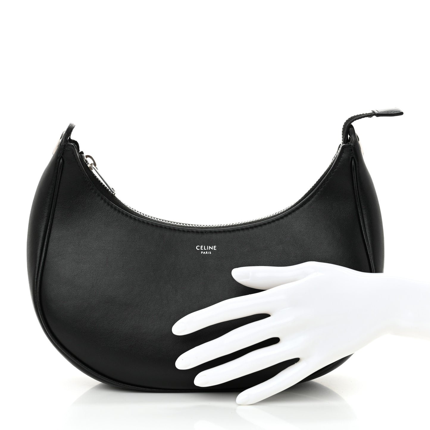 Smooth Calfskin Chain Strap Ava Shoulder Bag Black