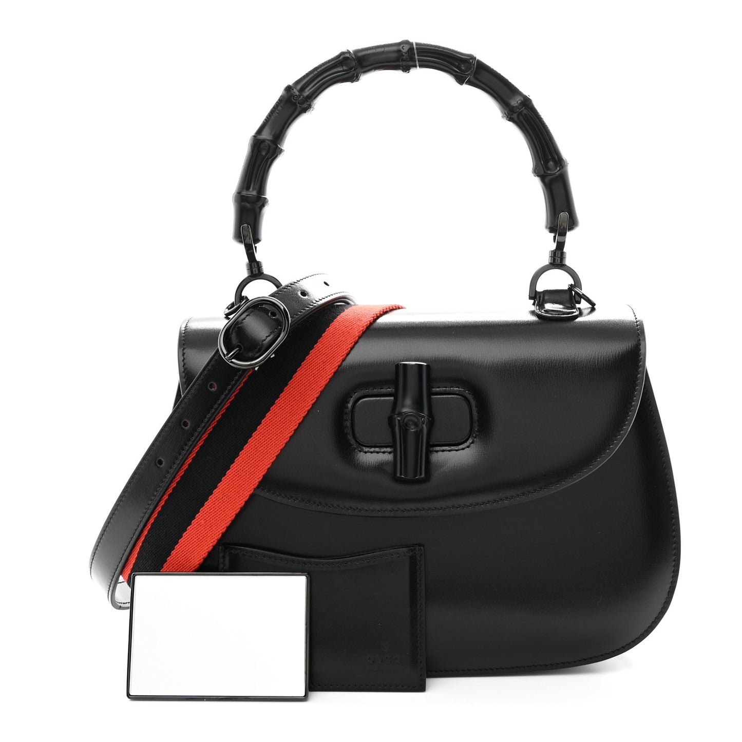Boarded Dyana Lux Calfskin Web Monochrome Medium Bamboo 1947 Top Handle Bag Black