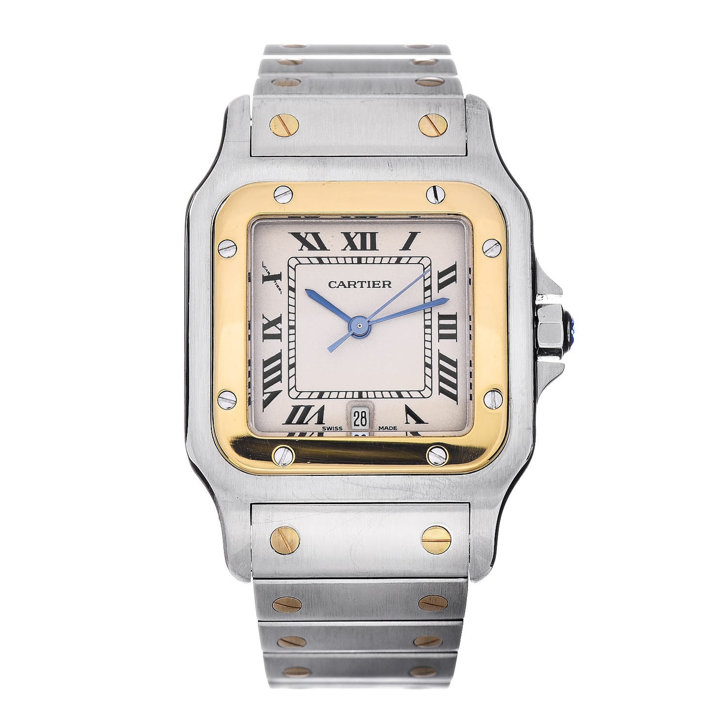 Stainless Steel 18K Yellow Gold 29mm Santos De Galbee Quartz Watch