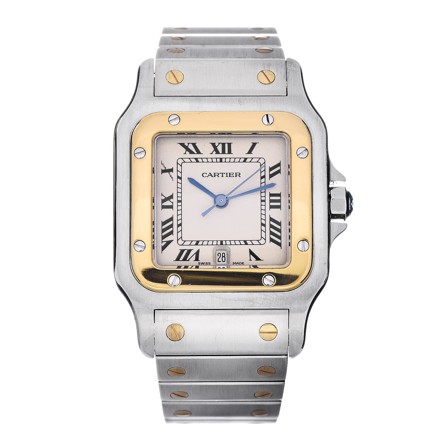 Cartier Stainless Steel 18K Yellow Gold 29mm Santos De Galbee Quartz Watch 1 of 10