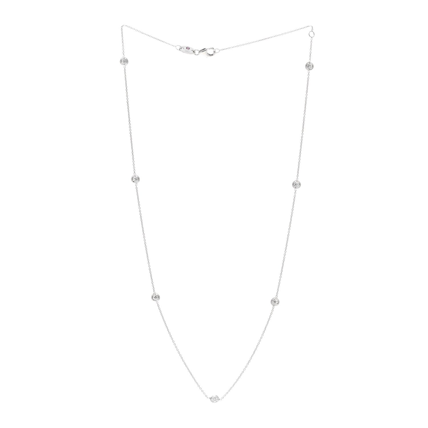 Roberto Coin 18K White Gold Diamond .35ctw Diamonds By The Inch Seven Station Necklace 3 of 4