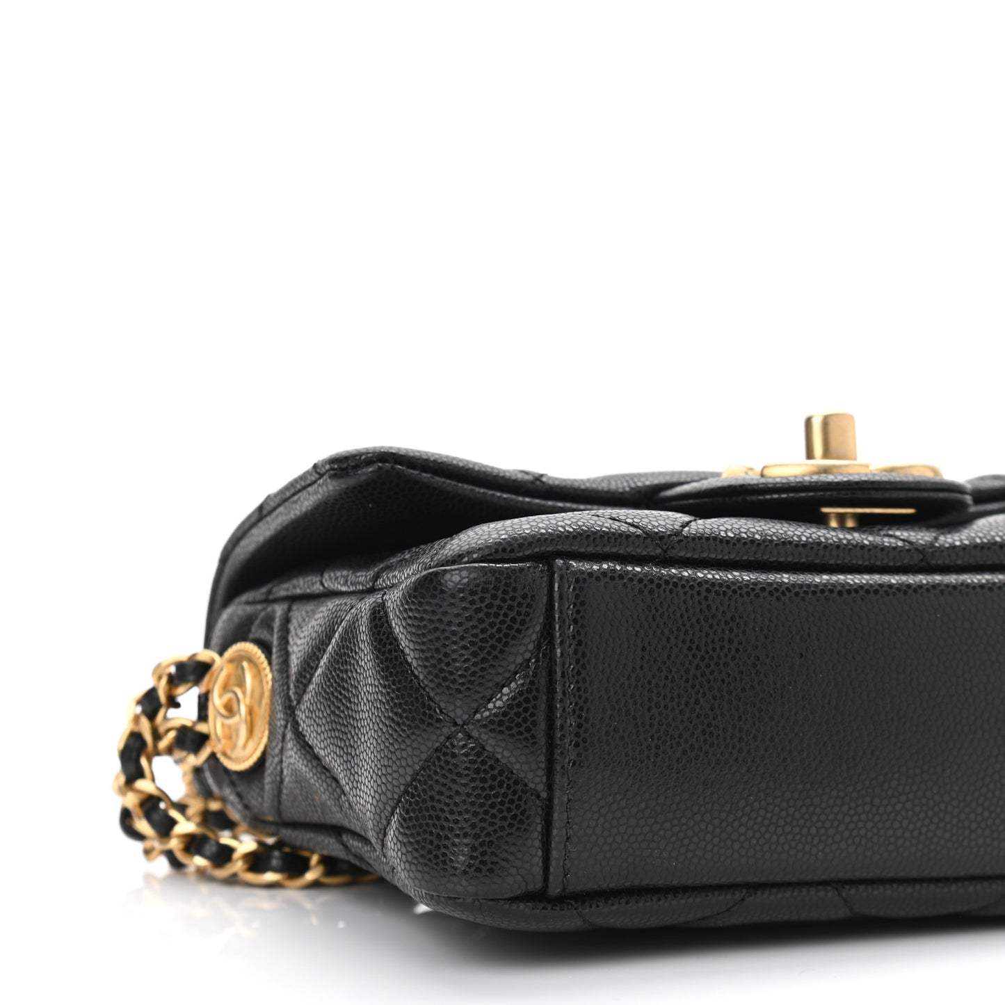 Caviar Quilted Mini Twist Your Buttons Flap Black