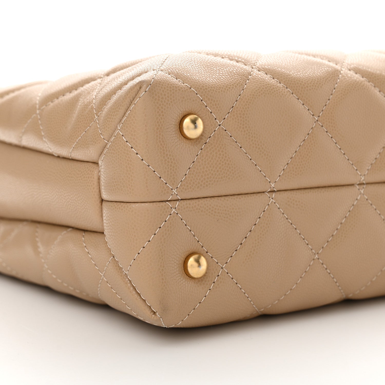Chanel Shiny Caviar Quilted Chain Handle Shopping Tote Beige 9 of 10