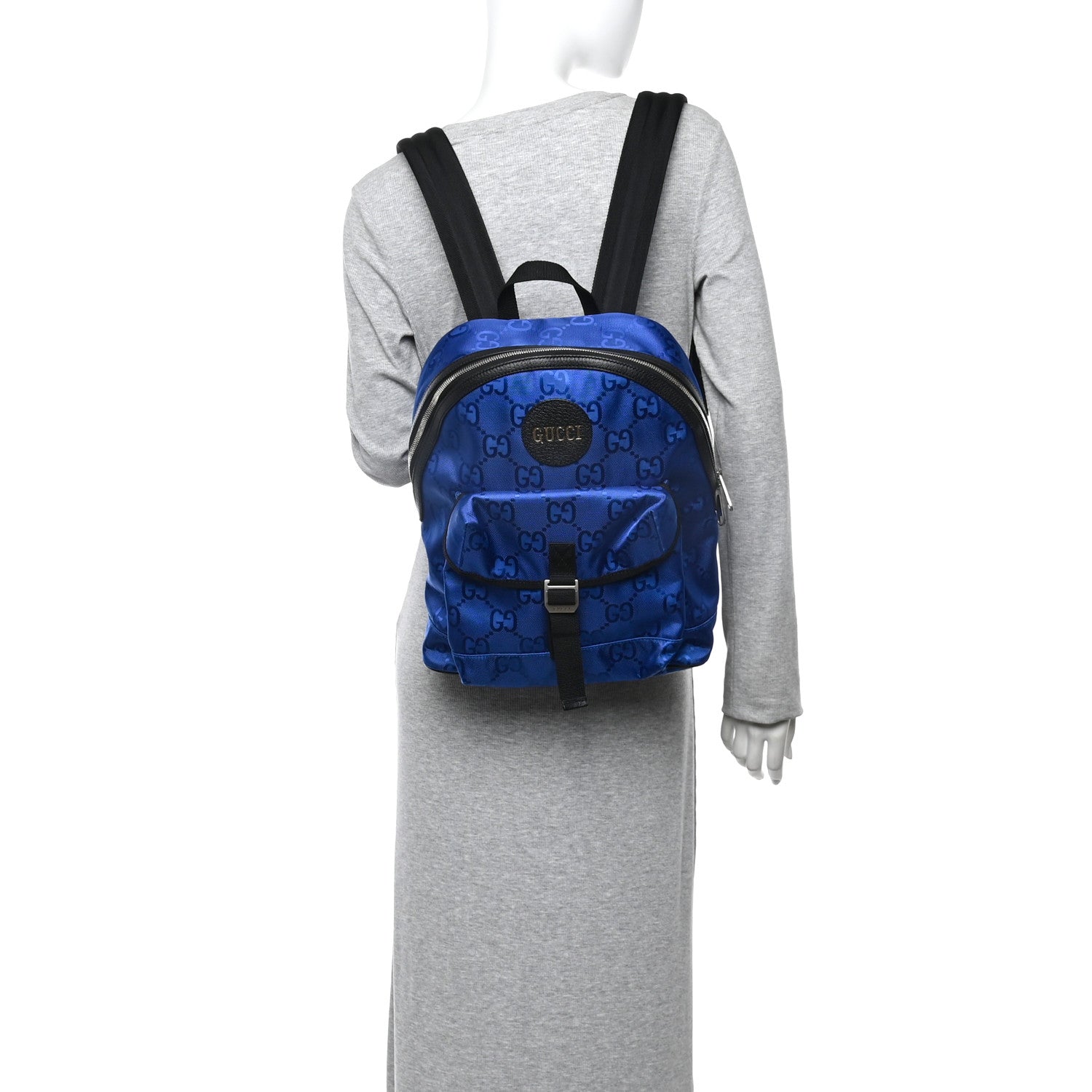 Gucci Econyl Nylon Monogram Off The Grid Backpack Guilted Blue Black 2 of 11