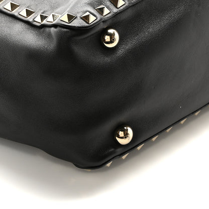 Valentino Garavani Grained Calfskin Small Rockstud Tote Black 8 of 9