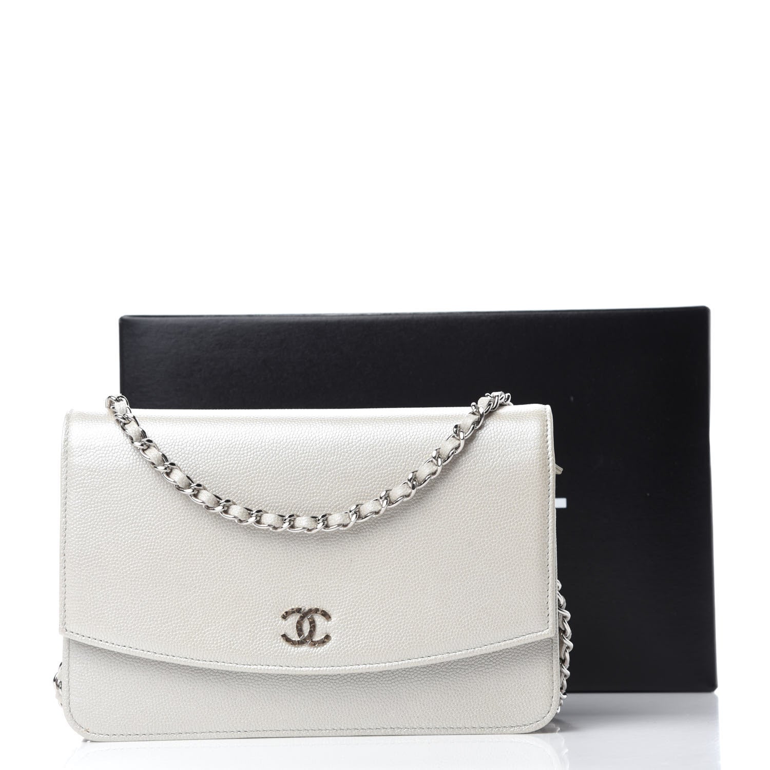 Chanel Caviar Sevruga Wallet on Chain WOC Silver 15 of 15
