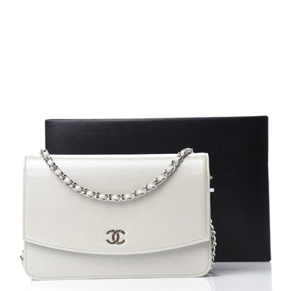 Chanel Caviar Sevruga Wallet on Chain WOC Silver 15 of 15