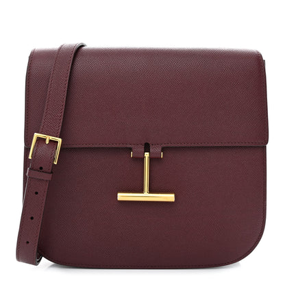 Tom Ford Grained Calfskin Large T Clasp Tara Crossbody Bag Cabernet 1 of 17