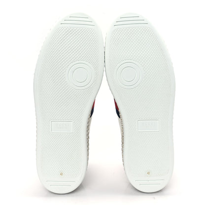 Gucci Calfskin Crystal Web Bee Embroidered Womens Ace Platform Sneakers 40 White 5 of 9