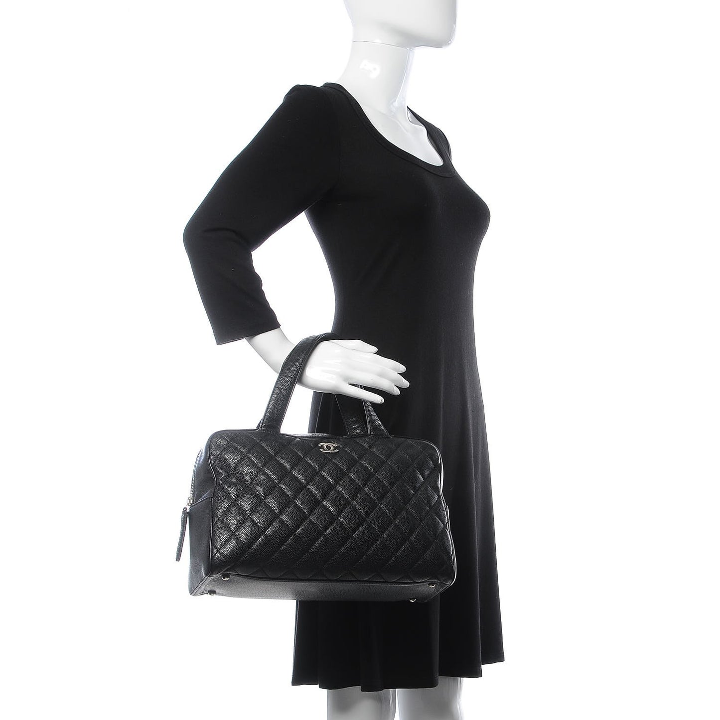 Caviar Quilted Bowler Black