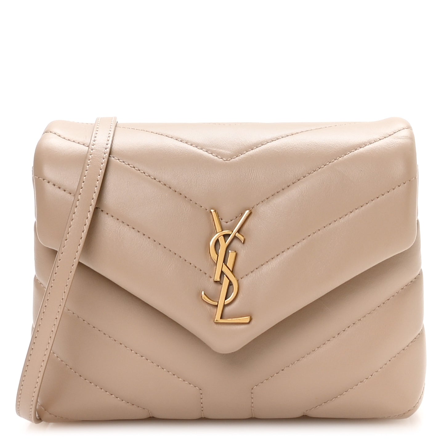 Calfskin Y Quilted Monogram Toy Loulou Crossbody Bag Dark Beige