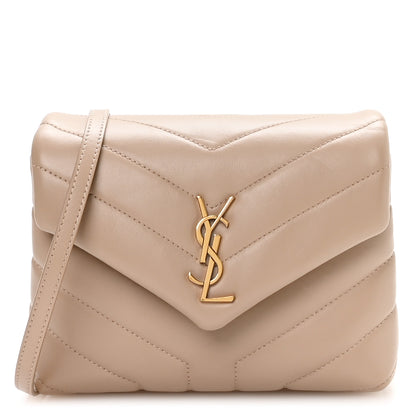 Saint Laurent Calfskin Y Quilted Monogram Toy Loulou Crossbody Bag Dark Beige 1 of 11