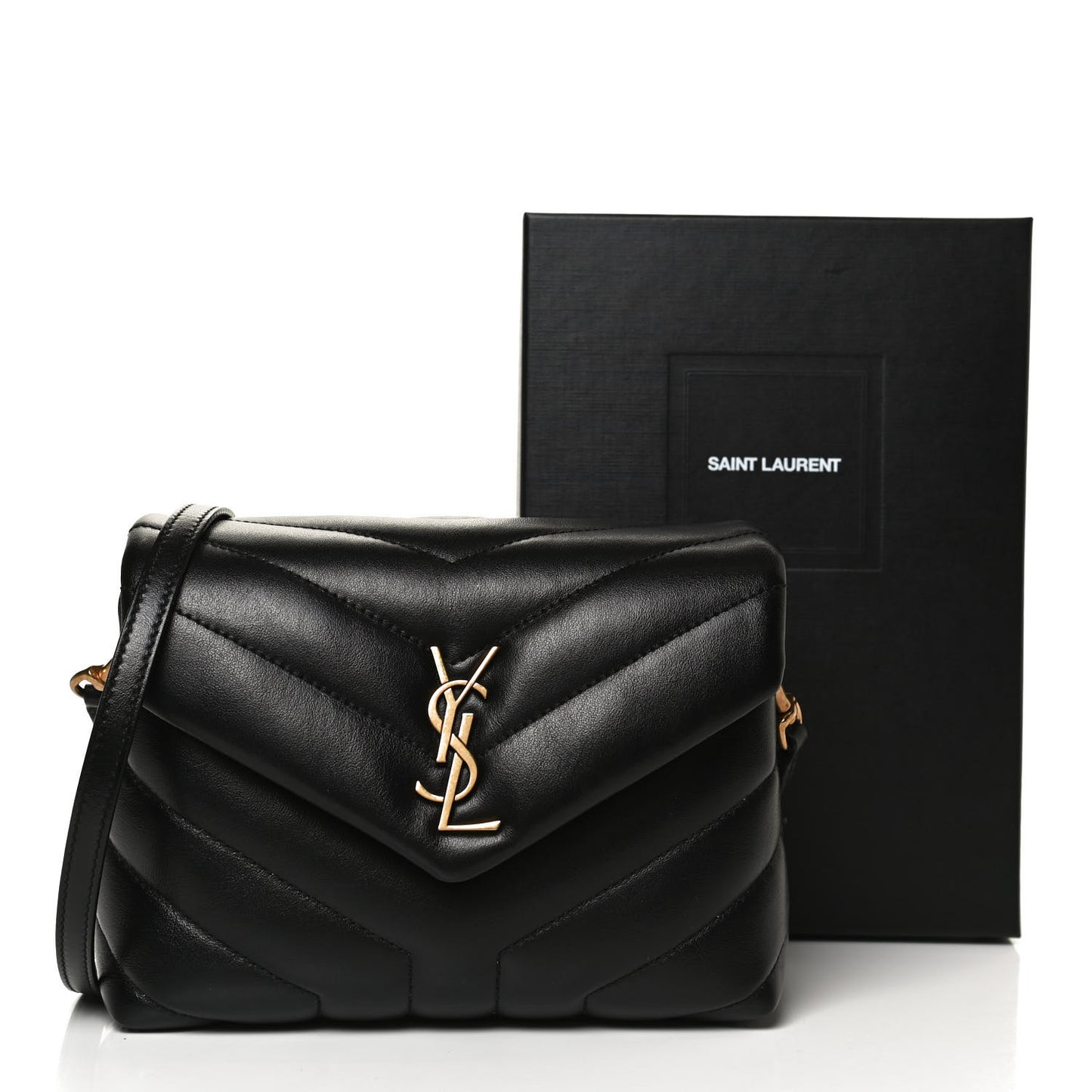Calfskin Y Quilted Monogram Toy Loulou Crossbody Bag Black