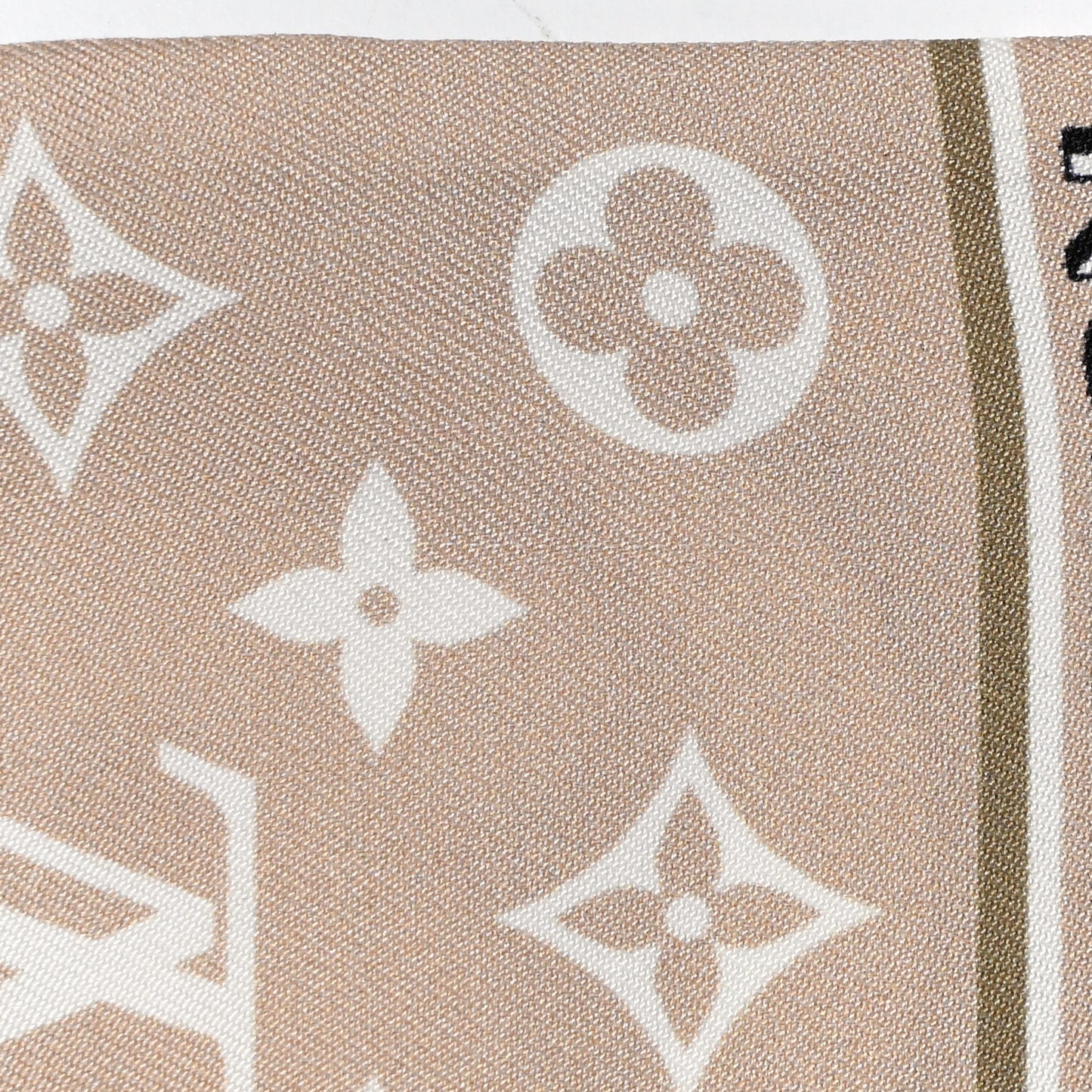 Silk Monogram Marbles Classic Bandeau Kaki Beige White