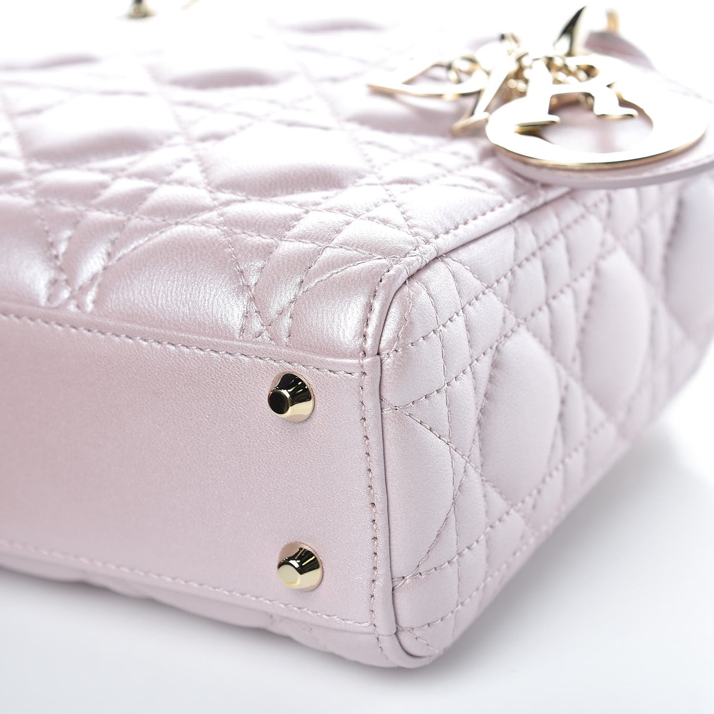 Metallic Lambskin Cannage Mini Lady Dior Lotus