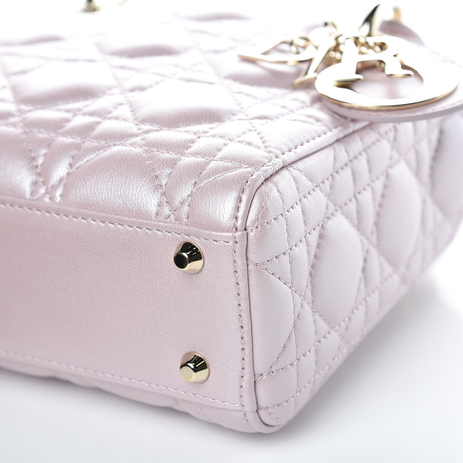 Christian Dior Metallic Lambskin Cannage Mini Lady Dior Lotus 10 of 11