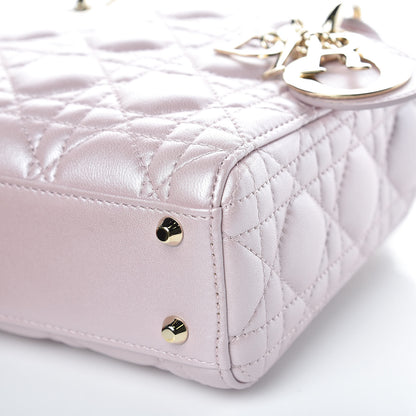 Christian Dior Metallic Lambskin Cannage Mini Lady Dior Lotus 10 of 11
