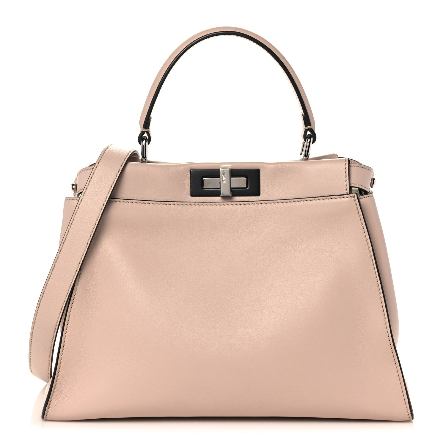 Fendi Vitello Seta Shiny Nappa Medium Peekaboo Iconic Satchel Soap Opale 1 of 9