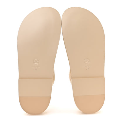 Chanel Crumpled Shiny Lambskin CC Cut Out Dad Sandals 39 Beige 6 of 9
