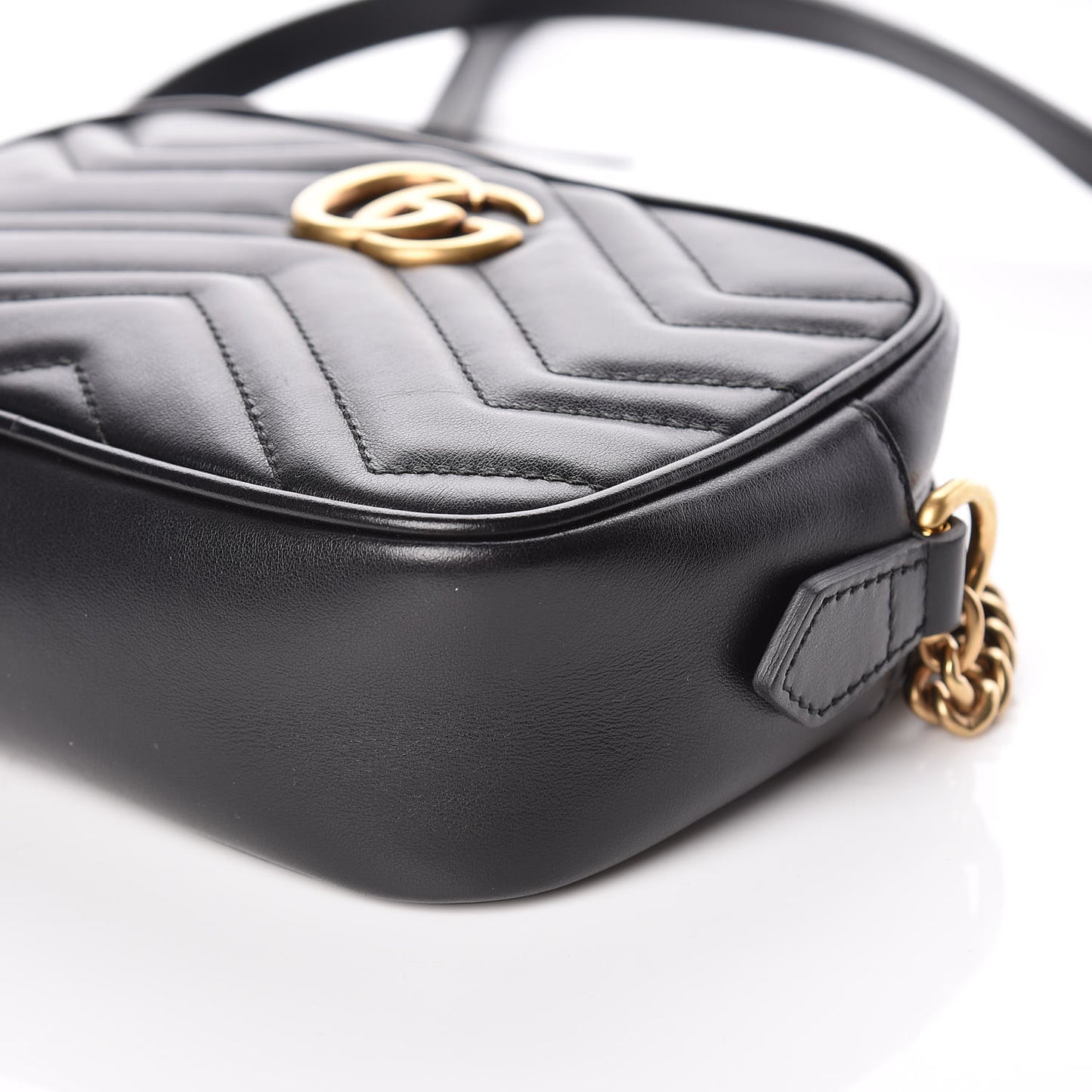 Calfskin Matelasse Mini GG Marmont Chain Shoulder Bag Black