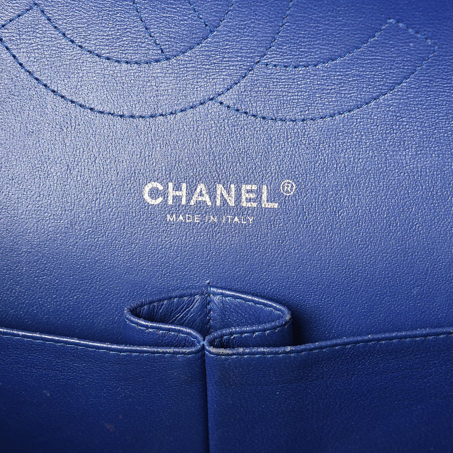 Patent Quilted Jumbo Double Flap Blue