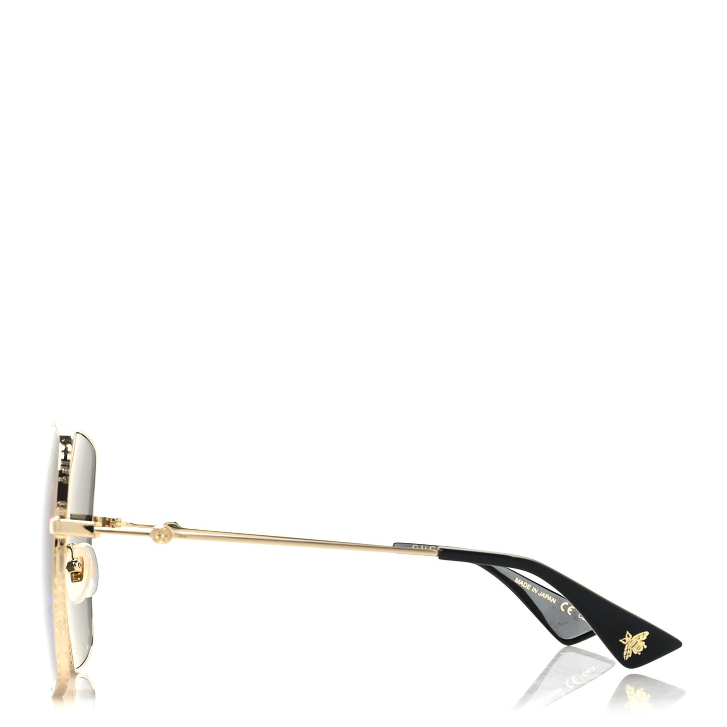 Metal Rectangular Frame Sunglasses GG0414S Gold Multicolor