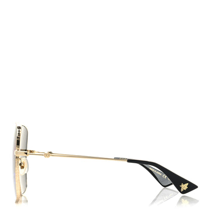 Gucci Metal Rectangular Frame Sunglasses GG0414S Gold Multicolor 3 of 8