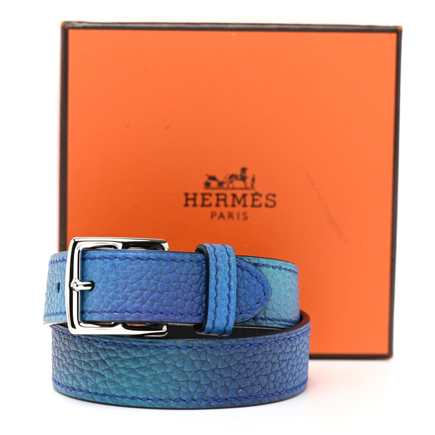 Hermes Togo Etriviere Double Tour Bracelet Bleu Nuit Violet 5 of 5