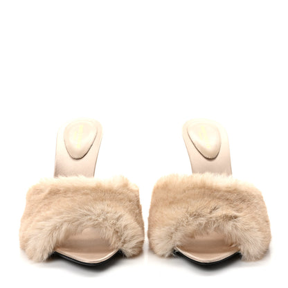 Saint Laurent Faux Fur La 16 Mule Sandals 40 Light Beige 2 of 7