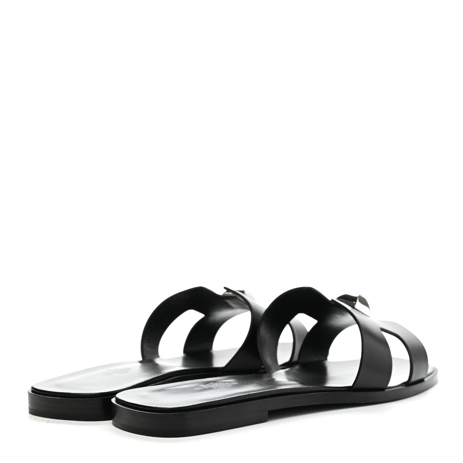 Hermes Box Calfskin Clous Pyramide Oran Sandals 40 Black 4 of 9