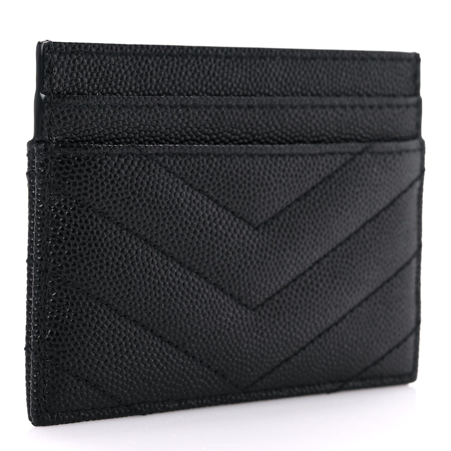 Grain De Poudre Matelasse Chevron Monogram Credit Card Case Black