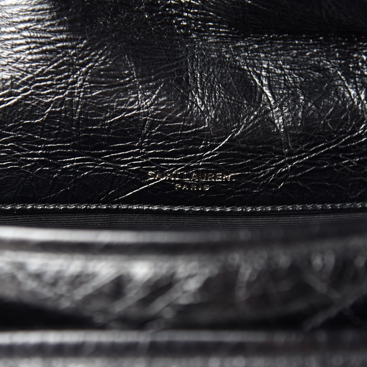 Crinkled Calfskin Matelasse Monogram Baby Niki Chain Satchel Black