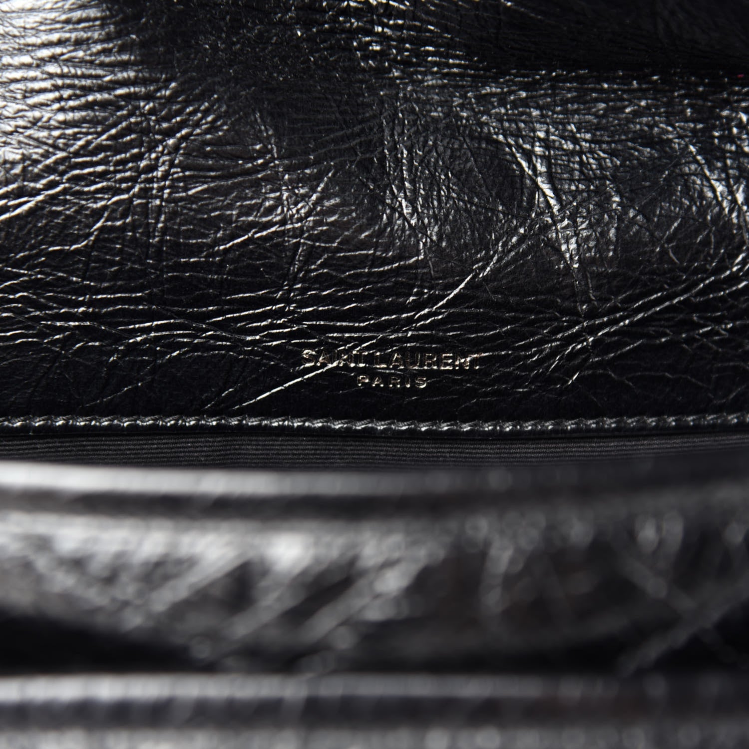 Saint Laurent Crinkled Calfskin Matelasse Monogram Baby Niki Chain Satchel Black 9 of 11
