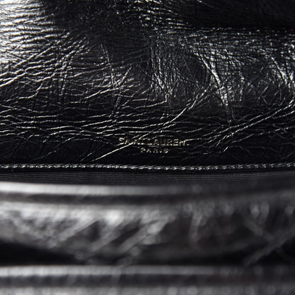 Saint Laurent Crinkled Calfskin Matelasse Monogram Baby Niki Chain Satchel Black 9 of 11