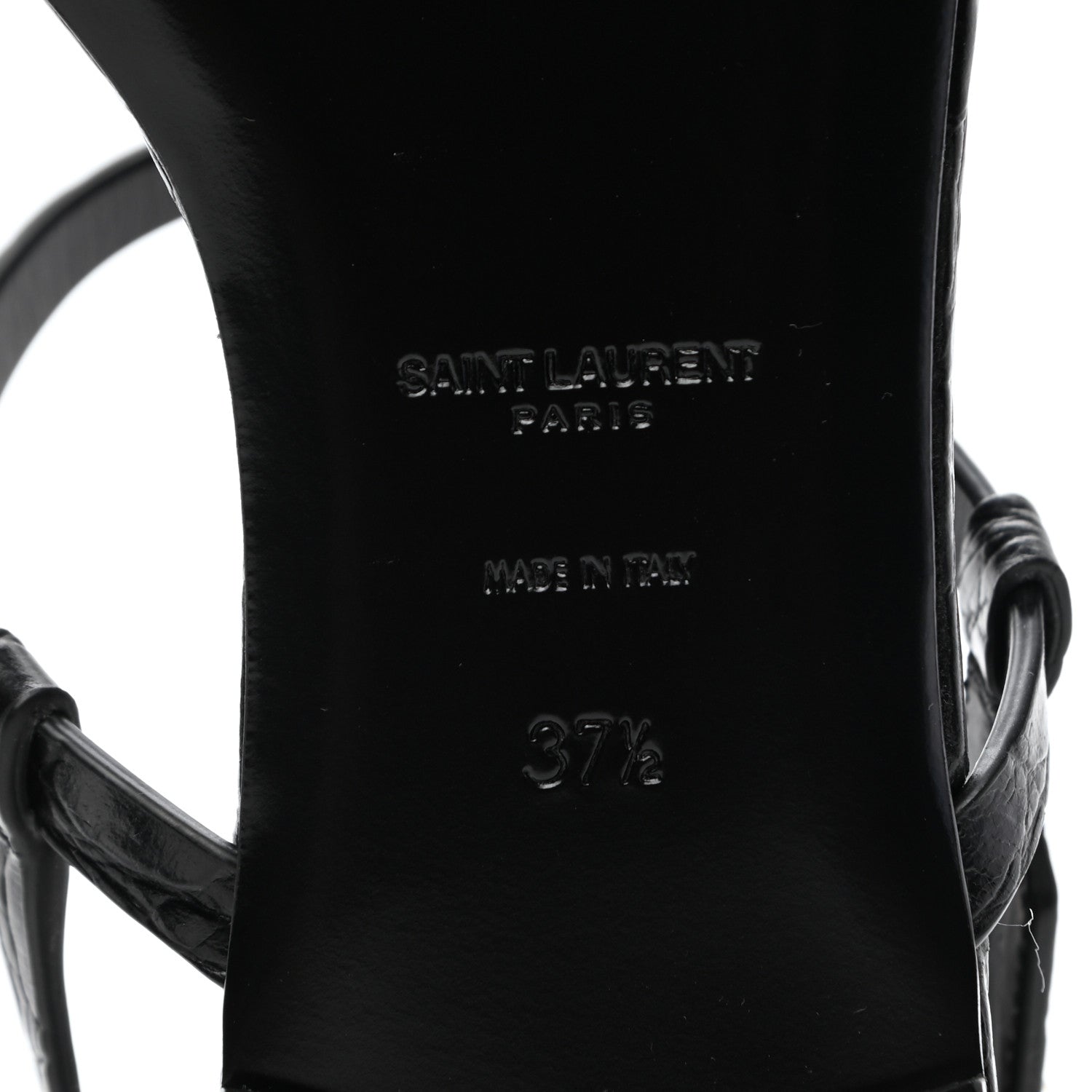 Saint Laurent Patent Calfskin Cassandra Monogram Sandals 37.5 Black 7 of 9