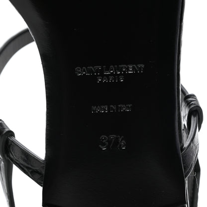 Saint Laurent Patent Calfskin Cassandra Monogram Sandals 37.5 Black 7 of 9