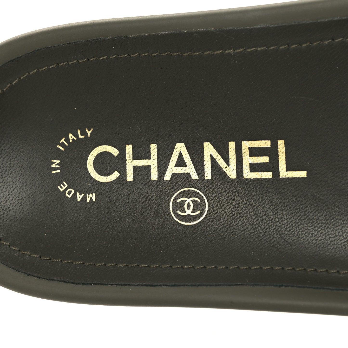 Canvas Chain Flat Sandals 37 Khaki